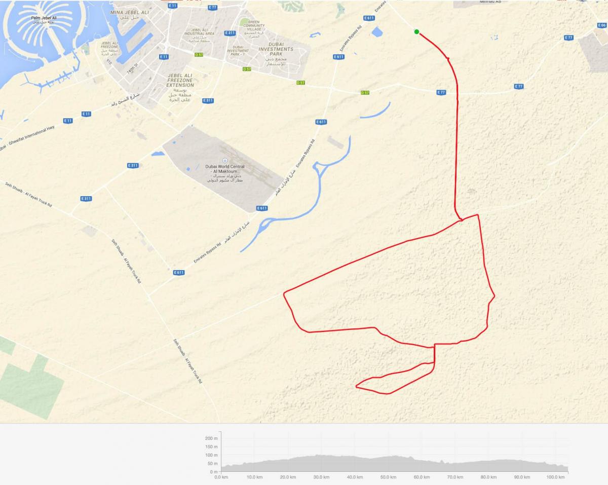 Al Qudra kerékpárút térkép