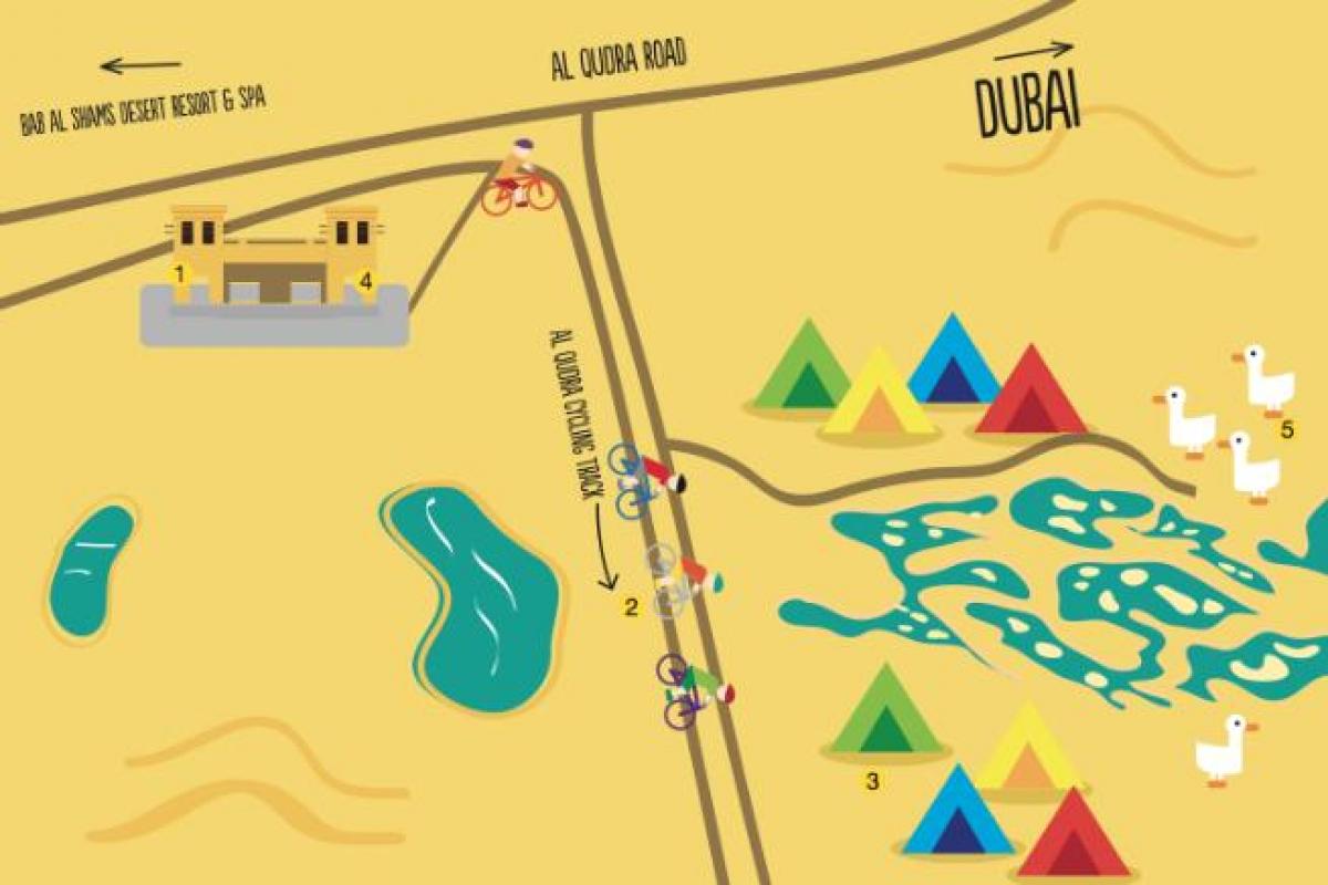 térkép Al Qudra Tó útvonal
