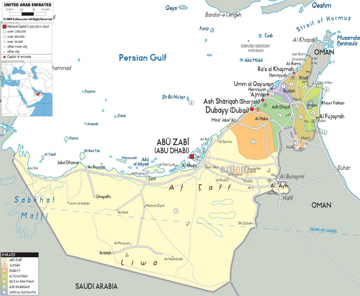 térkép Dubai, egyesült arab EMÍRSÉGEK