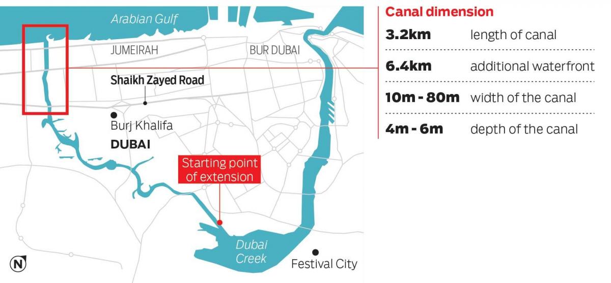 térkép Dubai-csatorna