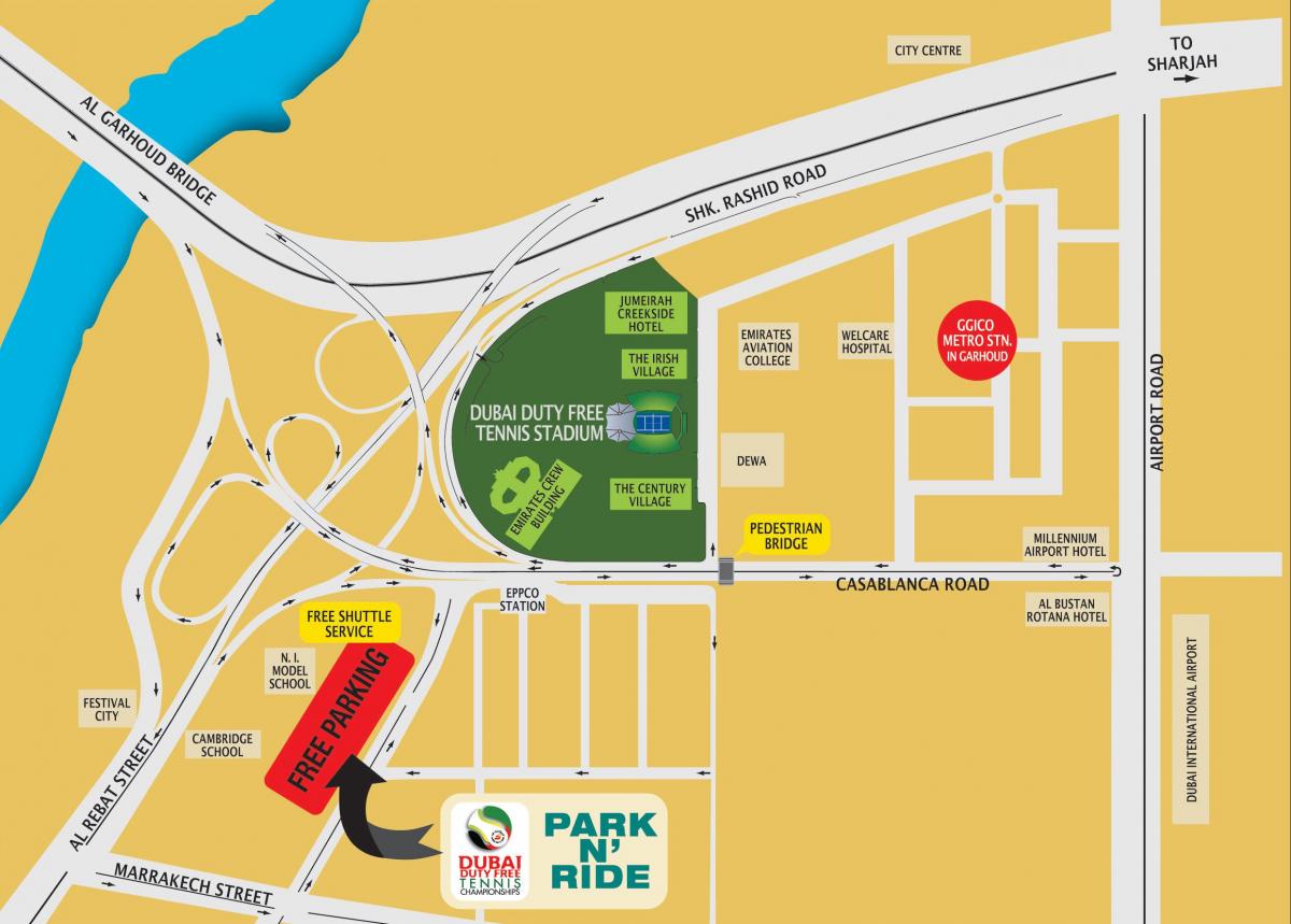 Dubai duty free tennis stadion térkép