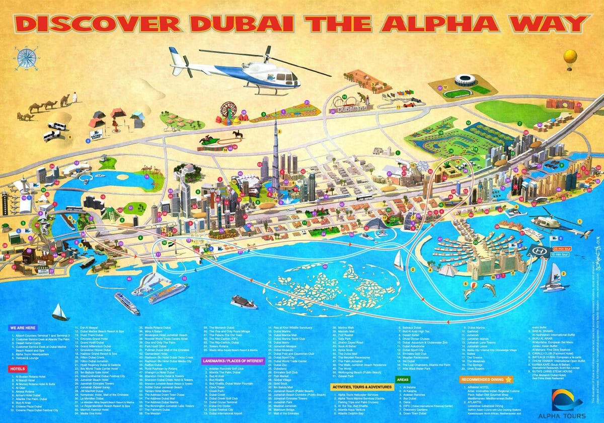 Dubai érdekes pontok térkép