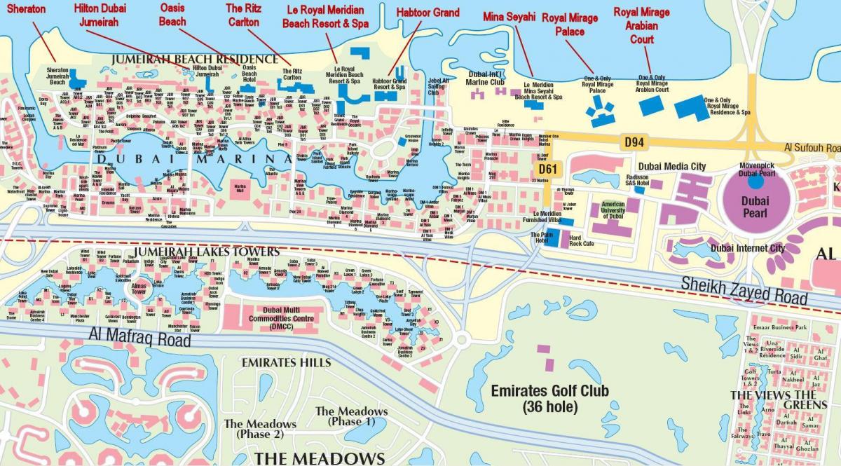 Dubai marina térkép épület nevek