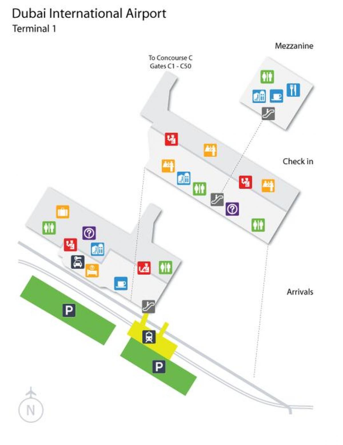 Dubai repülőtér terminal 1 térkép