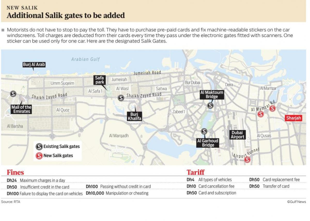 Salik Dubaj térkép
