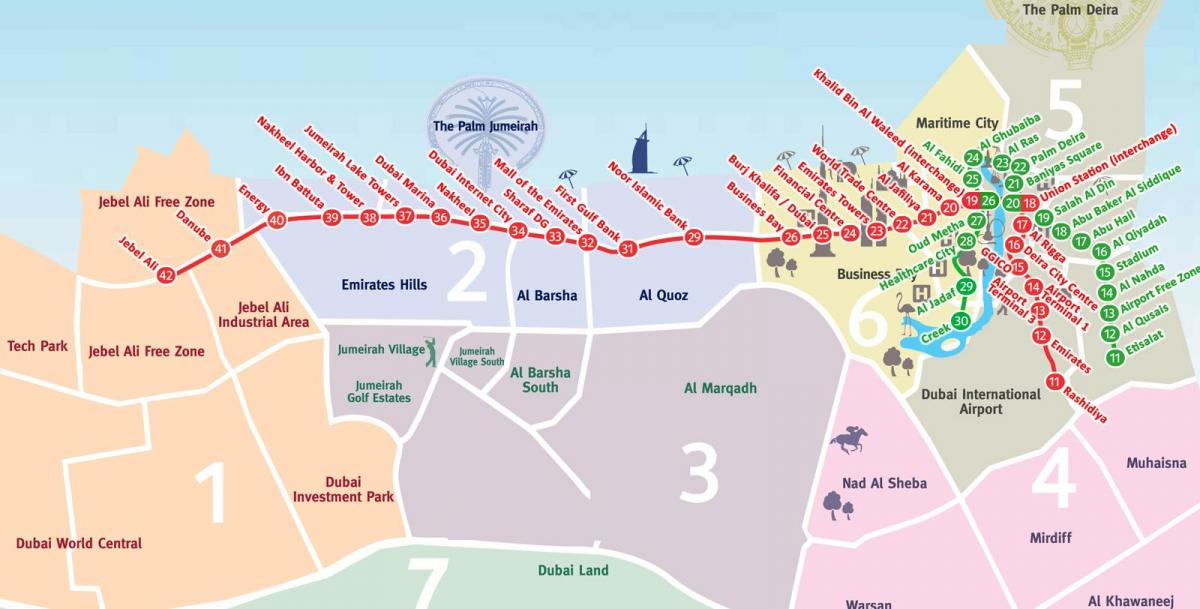 térkép Dubai városrészek