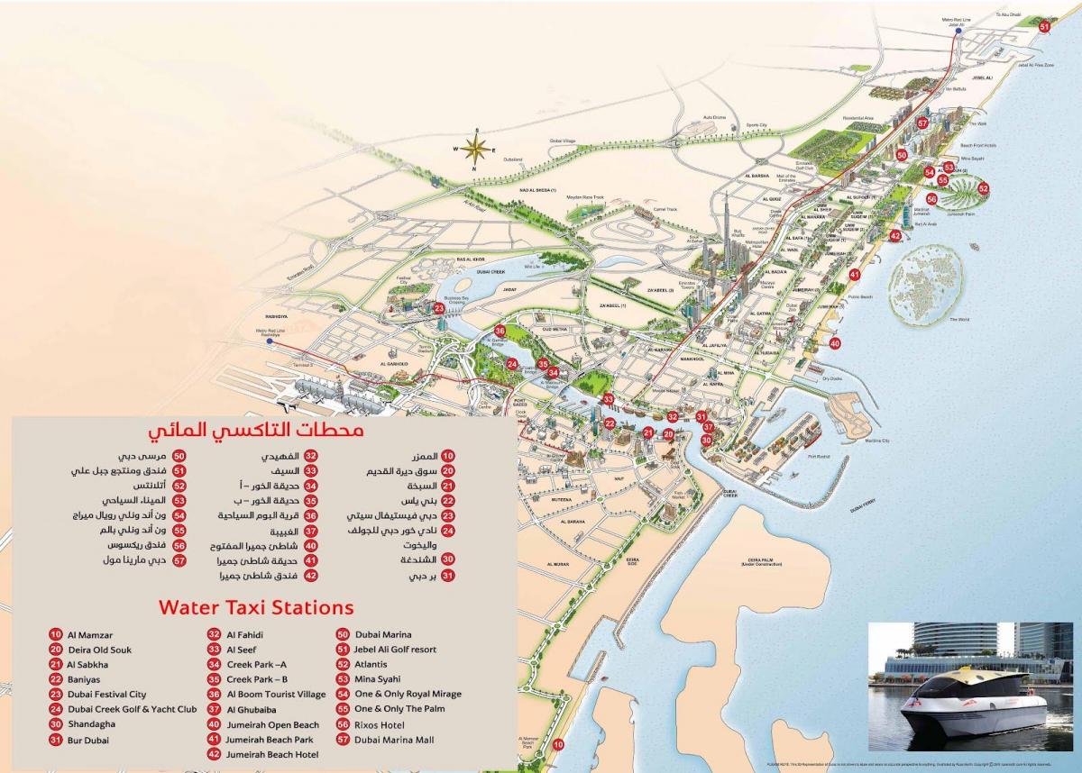 Dubai víz taxi útvonal térkép