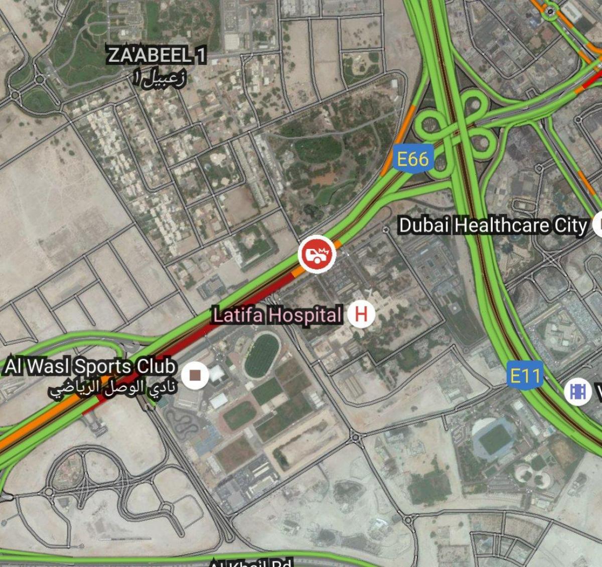 latifa kórházba, Dubaj térkép