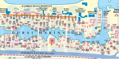 JBR térkép Dubai